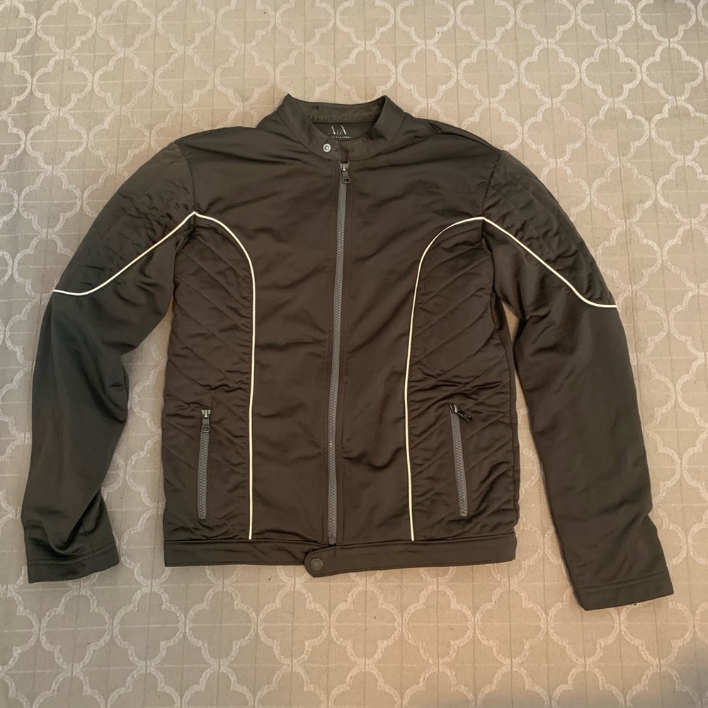 Armani exchange Military Green Stretch moto jacket